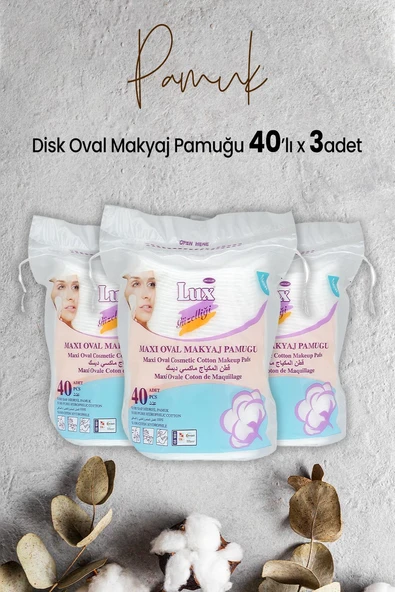 Lux Disk Oval Makyaj Pamuğu 40' lı x 3 Adet ürün görseli 1