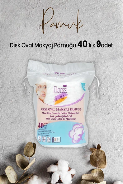 Lux Disk Oval Makyaj Pamuğu 40' lı x 9 Adet ürün görseli 1