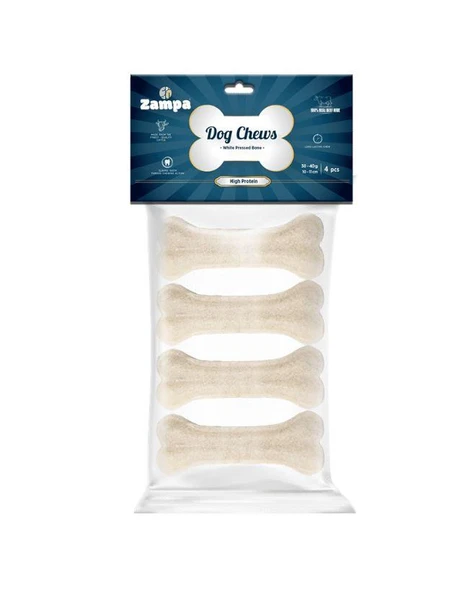 Zampa Beyaz Press Kemik Köpek Ödülü 4lü 30-40g ürün görseli 1