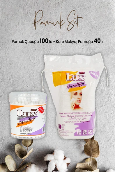 Lux Pamuk Çubuğu 100' lü ve Disk Kare Makyaj Pamuğu 40' lı ürün görseli 1