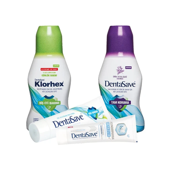 Dentasave Klorhex Günlük Bakım ve Cistus Ağız Çalkalama Suyu 300 ml, Diş Macunu Çinko ve Aşındırmayan Beyazlık 75 ml dvc-5004786-17232 ürün görseli 1
