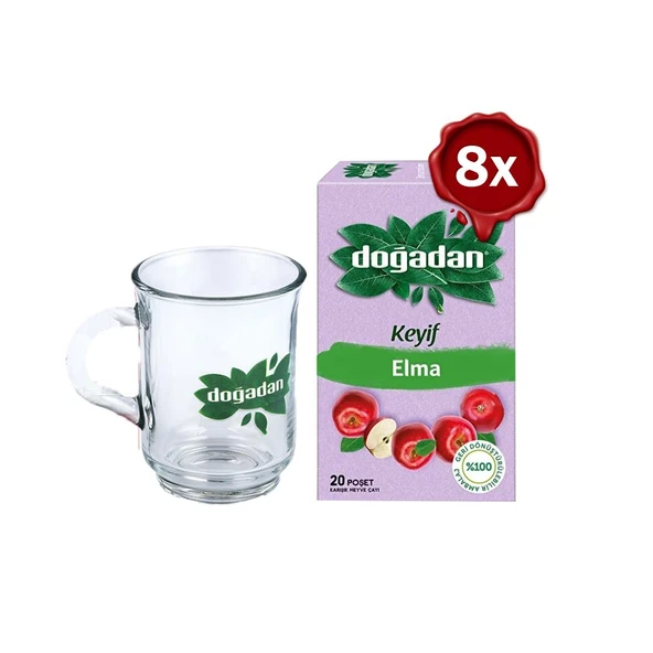 Doğadan Elma Çayı 20'li x 8 ve Doğadan Cam Bardak Hediyeli ürün görseli 1