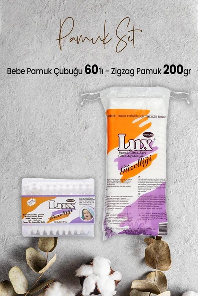 Lux Bebe Pamuk Çubuğu 60' lı ve Zigzag Pamuk 200 gr ürün görseli 1