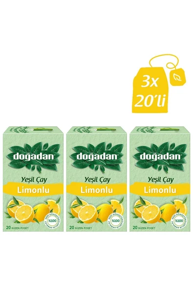 Doğadan Yeşil Çay Limonlu 20'li x 3 ürün görseli 1