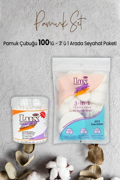 Lux Pamuk Çubuğu 100' lü ve 3' lü Seyahat Paketi ürün görseli 1