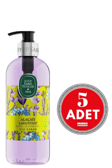 Eyüp Sabri Tuncer Alaçatı Lavantası Doğal Zeytinyağlı Sıvı Sabun 500 ml x 5 Adet ürün görseli 1