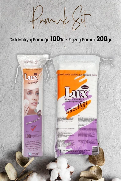 Lux Disk Makyaj Pamuğu 100'lü ve Zigzag Pamuk 200 gr ürün görseli 1