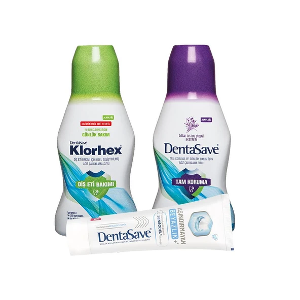 Dentasave Klorhex Günlük Bakım, Cistus Ağız Çalkalama Suyu 300 ml ve Diş Macunu Aşındırmayan Beyazlık 75 ml dvc-5004778-17217 ürün görseli 1