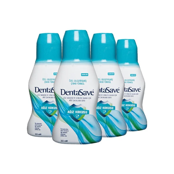 DentaSave Ağız Çalkalama Suyu Ağız Kokusu Çinko Formül 300 ml x 4 ürün görseli 1