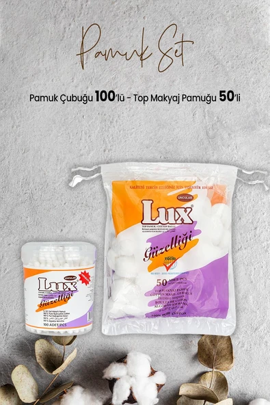 Lux Pamuk Çubuğu 100' lü ve Top Makyaj Pamuğu 50'li ürün görseli 1