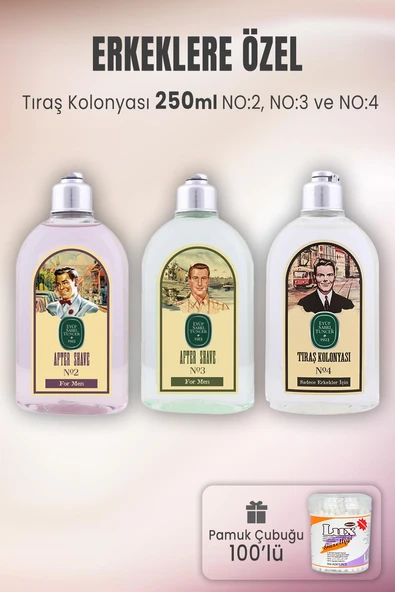 Eyüp Sabri Tuncer Tıraş Kolonyası Seti 2-3-4 ve Pamuk Çubuğu 100' lü ürün görseli 1