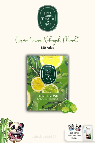 Eyüp Sabri Tuncer Kolonyalı Mendil 3 Paket 50'li Çeşme Limonu ve Pamuk ROSIE ürün görseli 1