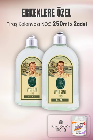 Eyüp Sabri Tuncer Tıraş Kolonyası No 3 x 2 Adet ve Pamuk Çubuğu 100' lü ürün görseli 1