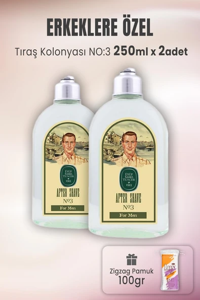 Eyüp Sabri Tuncer Tıraş Kolonyası No 3 x 2 Adet ve Zigzag Pamuk 100 gr ürün görseli 1
