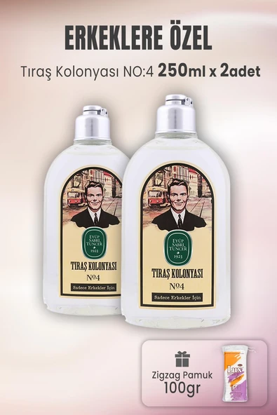 Eyüp Sabri Tuncer Tıraş Kolonyası No: 4 x 2 Adet ve Zigzag Pamuk 100 gr ürün görseli 1