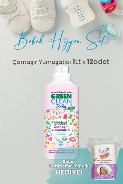 U Green Clean Baby Çamaşır Yumuşatıcı 1 L x 12 Adet ve Hediyeli ürün görseli 1