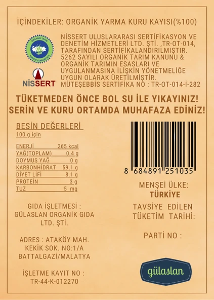 Gülaslan Organik Yarma Kuru Kayısı - Resim 3