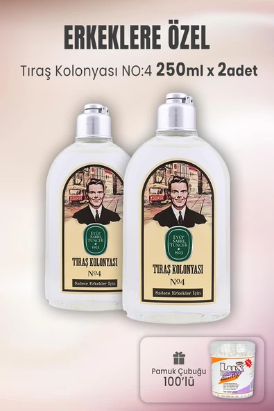 Eyüp Sabri Tuncer Tıraş Kolonyası No: 4 x 2 Adet ve Pamuk Çubuğu 100' lü ürün görseli 1