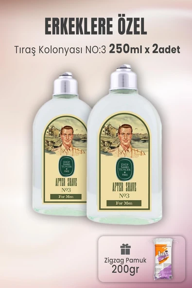 Eyüp Sabri Tuncer Tıraş Kolonyası No 3 x 2 Adet ve Zigzag Pamuk 200 gr ürün görseli 1