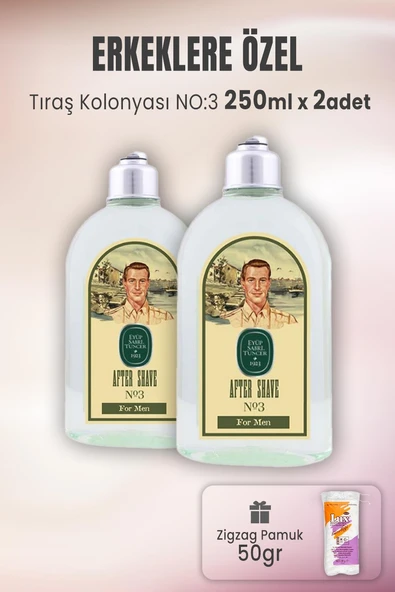 Eyüp Sabri Tuncer Tıraş Kolonyası No 3 x 2 Adet ve Zigzag Pamuk 100 gr ürün görseli 1