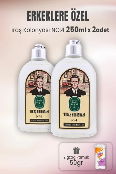 Eyüp Sabri Tuncer Tıraş Kolonyası No: 4 x 2 Adet ve Zigzag Pamuk 50 gr ürün görseli 1