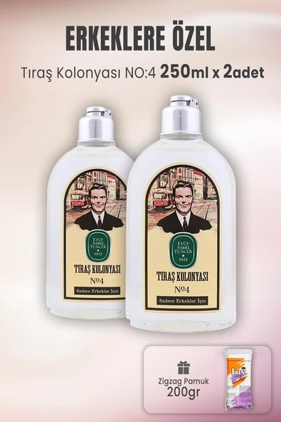 Eyüp Sabri Tuncer Tıraş Kolonyası No: 4 x 2 Adet ve Pamuk Çubuğu 100' lü ürün görseli 1