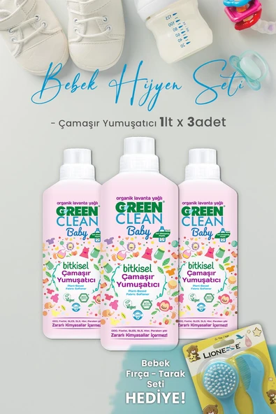 U Green Clean Baby Çamaşır Yumuşatıcı 1 L x 3 Adet ve Hediyeli ürün görseli 1