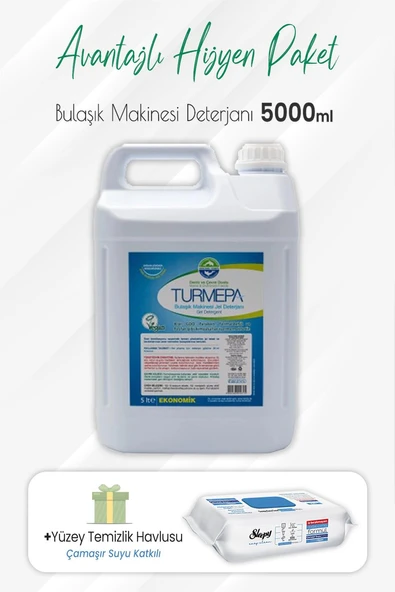 Turmepa Jel Bulaşık Makinesi Deterjanı 5 lt ve Çamaşır Sulu Yüzey Temizlik 100' lü ürün görseli 1