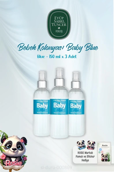 Eyüp Sabri Tuncer 3'lü Bebek Kolonyası Baby Blue 150 ml ve ROSIE Bebek Pamuğu ürün görseli 1