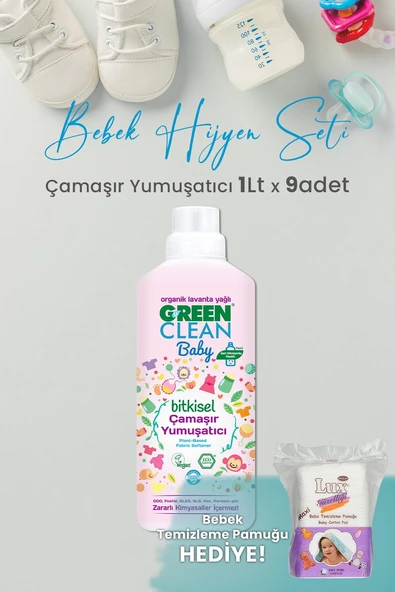 U Green Clean Baby Çamaşır Yumuşatıcı 1 L x 9 Adet ve Hediyeli ürün görseli 1