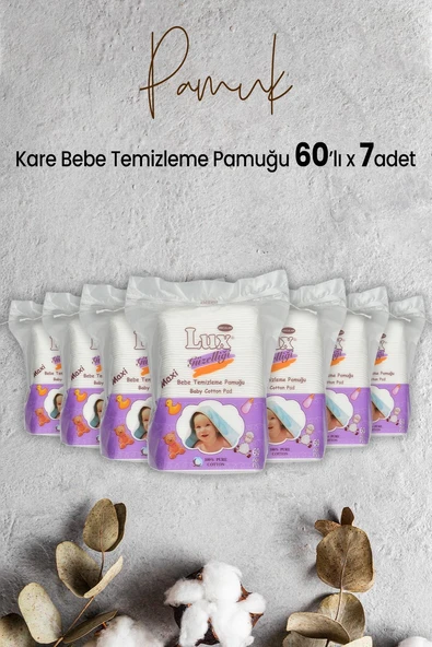 Lux Kare Bebe Temizleme Pamuğu 60' lı x 7 Adet ürün görseli 1