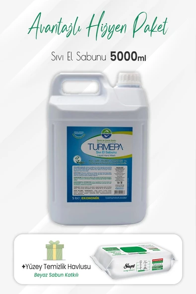 Turmepa Sıvı Sabun 5 lt ve Easy Clean Yüzey Temizlik 100' lü ürün görseli 1