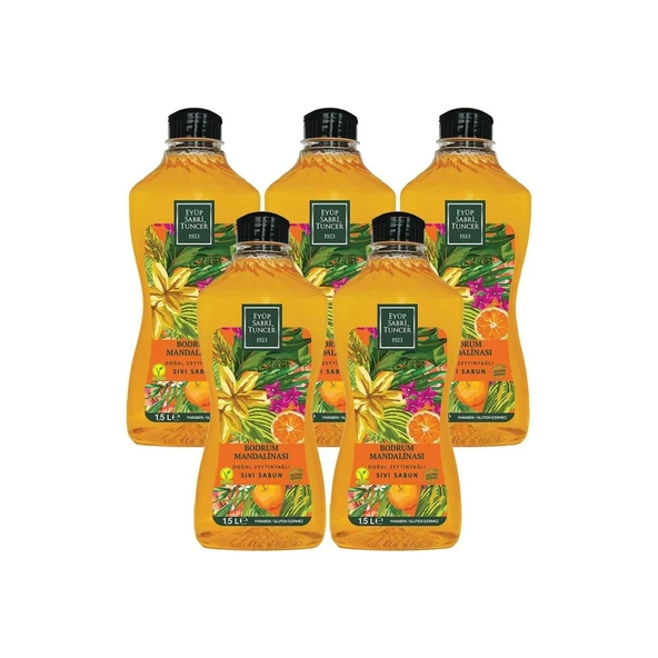 Eyüp Sabri Tuncer Bodrum Mandalinası Doğal Zeytinyağlı Sıvı Sabun 1500 ML x 5 ürün görseli 1