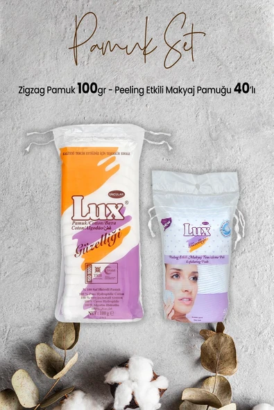 Lux Peeling Etkili Makyaj Pamuğu 40' lı ve Zigzag Pamuk 100 gr ürün görseli 1