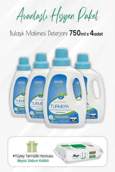 Turmepa el Bulaşık Makinesi 750 ml x 4 Adet ve Easy Clean Yüzey Temizlik 100' lü ürün görseli 1