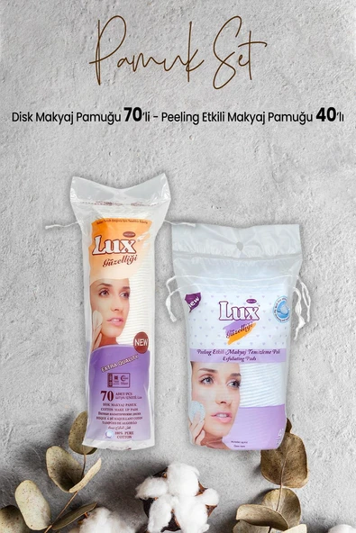 Lux Peeling Etkili Makyaj Pamuğu 40' lı ve Disk Makyaj Pamuğu 70'li ürün görseli 1
