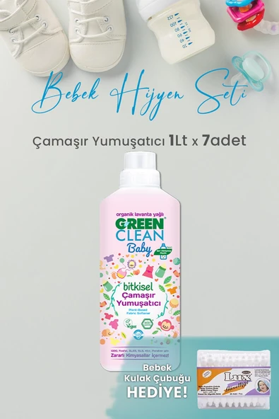 U Green Clean Baby Çamaşır Yumuşatıcı 1 L x 7 Adet ve Hediyeli ürün görseli 1