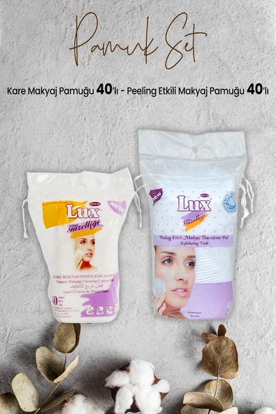 Lux Peeling Etkili Makyaj Pamuğu 40' lı ve Kare Makyaj Pamuğu 40' lı ürün görseli 1