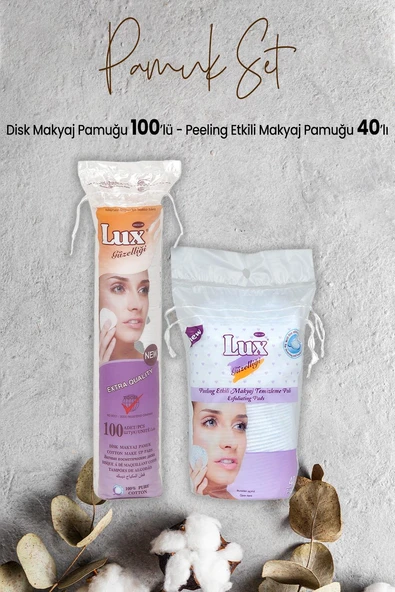 Lux Peeling Etkili Makyaj Pamuğu 40' lı ve Disk Makyaj Pamuğu 100'lü ürün görseli 1