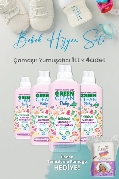 U Green Clean Baby Çamaşır Yumuşatıcı 1 L x 4 Adet ve Hediyeli ürün görseli 1