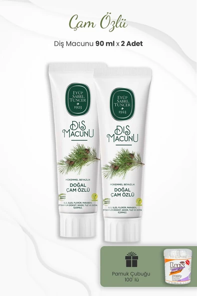 Eyüp Sabri Tuncer Çam Özlü Diş Macunu 90 ml x 2 Adet ve Kulak Çubuğu ürün görseli 1