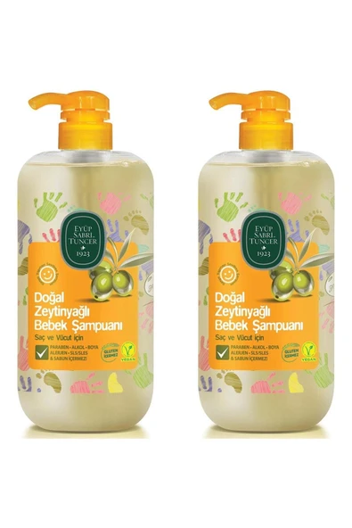 Eyüp Sabri Tuncer Doğal Zeytinyağlı Bebek Şampuanı 600 ml x 2 ürün görseli 1