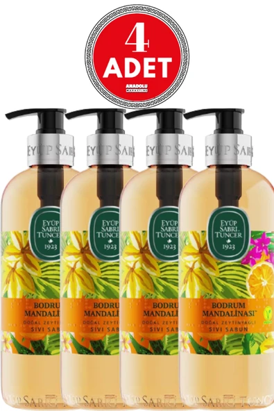 Eyüp Sabri Tuncer Bodrum Mandalinası Doğal Zeytinyağlı Sıvı Sabun 500 ml x 4 Adet ürün görseli 1