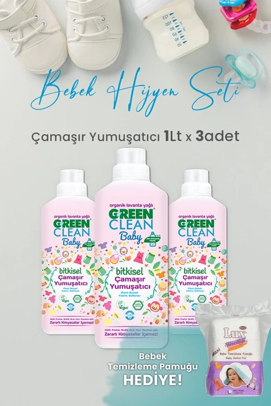 U Green Clean Baby Çamaşır Yumuşatıcı 1 L x 3 Adet ve Hediyeli ürün görseli 1