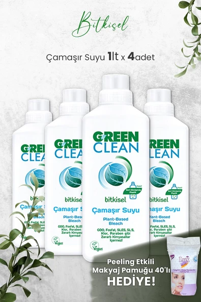 U Green Clean Bitkisel Çamaşır Suyu 1 L x 4 Adet ve Hediyeli ürün görseli 1