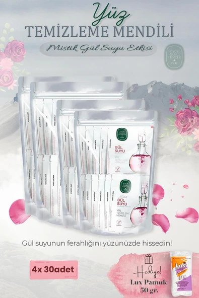 Mistik Gül Suyu 120'li Yüz Temizleme Mendili ve Pamuk Hediyeli ürün görseli 1