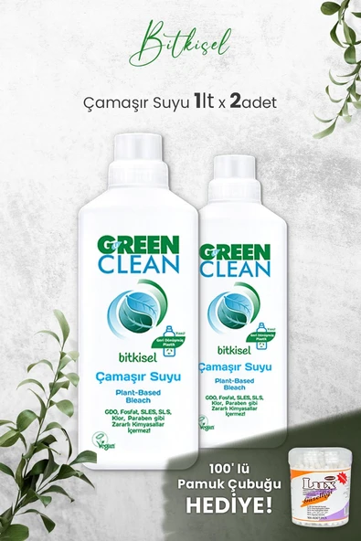 U Green Clean Bitkisel Çamaşır Suyu 1 L x 2 Adet ve Hediyeli ürün görseli 1