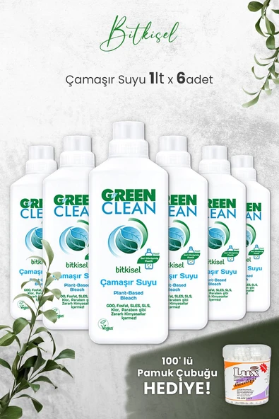 U Green Clean Bitkisel Çamaşır Suyu 1 L x 6 Adet ve Hediyeli ürün görseli 1