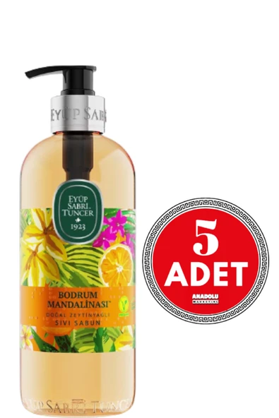 Eyüp Sabri Tuncer Bodrum Mandalinası Doğal Zeytinyağlı Sıvı Sabun 500 ml x 5 Adet ürün görseli 1