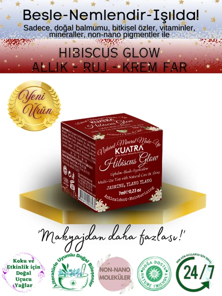 Hibiscus Glow Besleyici, Nemlendirici Allık Ruj Göz Farı Doğal İçerik ürün görseli 1